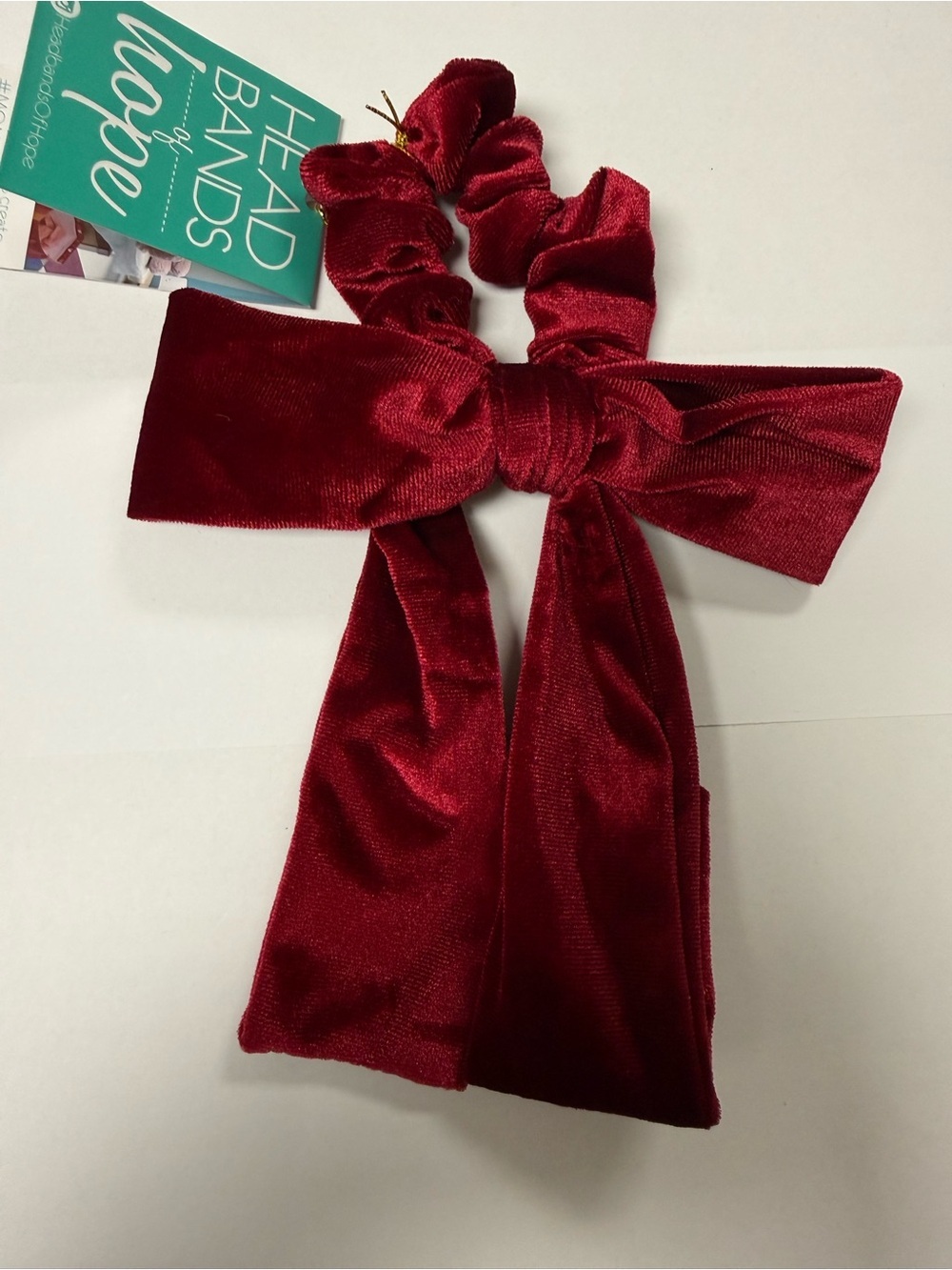 Velvet Bow Darling Scrunchie Hair Tie in Burgundy Headbands of Hope